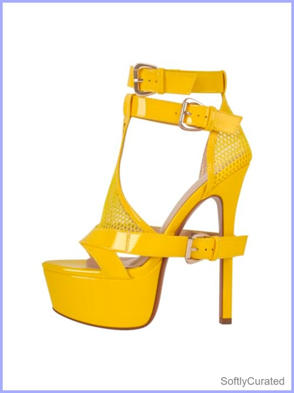 Women's Platform Stiletto Heels Mesh Open Toe Ankle Strap Dress Sandals